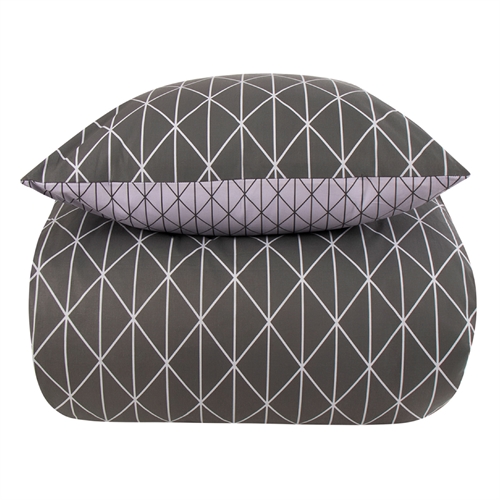 Sengetøy 200x200 cm - Harlequin Grå sengesett - 100% bomull - Borg Living dobbeltdynetrekk