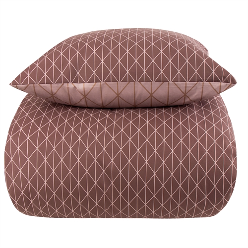 Sengetøy 150x210 cm - Harlequin peach - Dynetrekk med 2 design i 100% bomull - Borg Living sengesett