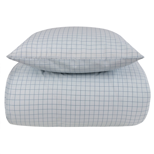 Sengetøy 100 % bomull - 140x200 cm - Blårutet sengesett - Nordstrand Home dynetrekk