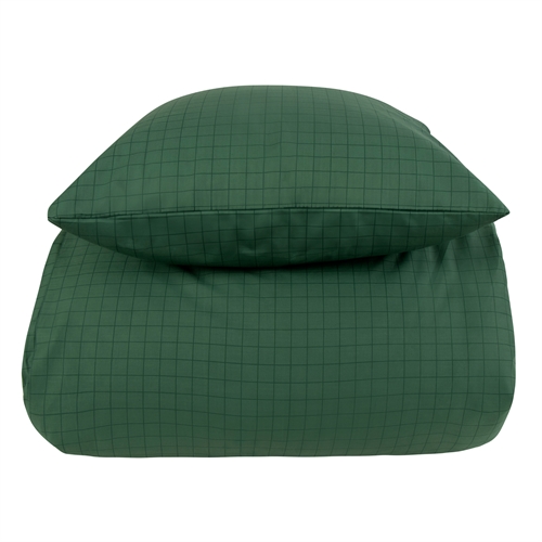 Sengetøy 100 % bomull - 140x200 cm - Grønnrutete sengesett - Nordstrand Home dynebetræk