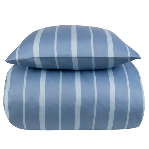 Ekstra mykt sengetøy 140x200 cm - 100% bomullssatin - Lyseblå stripet sengetøysett - 300 TC sengetøy fra By Borg