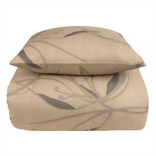 Sengetøy 140x200 cm - 100% bomullssateng - Iris beige blomstrete sengetøy - Ekstra mykt sengesett fra By Borg