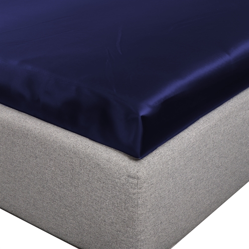 Silkelaken - konvoluttlaken 140x200x8 cm - Navy - 100% morbærsilke - By Borg