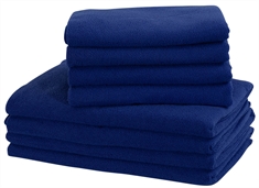 Microfiber håndklær - 8 stk - Blå - Lette håndklær