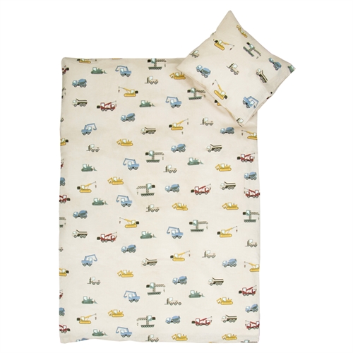 Baby sengetøy - 100% myk bomull - Sengetøysett til baby 70x100 cm - Sengetøy med arbeidmaskiner