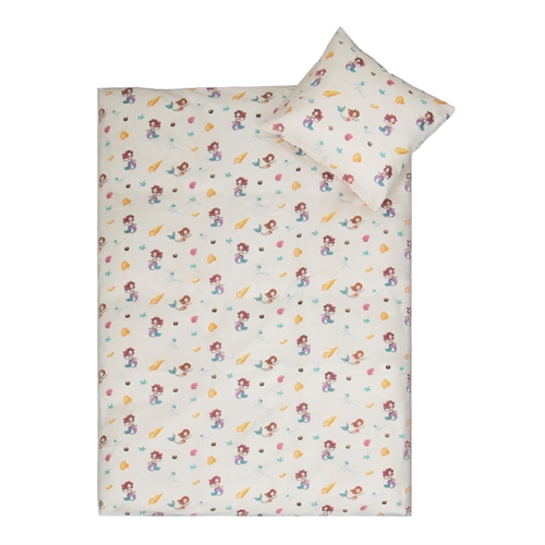Juniorsengetøy 115x135 cm - Hvit med havfruer - 100% bomulls sengesett
