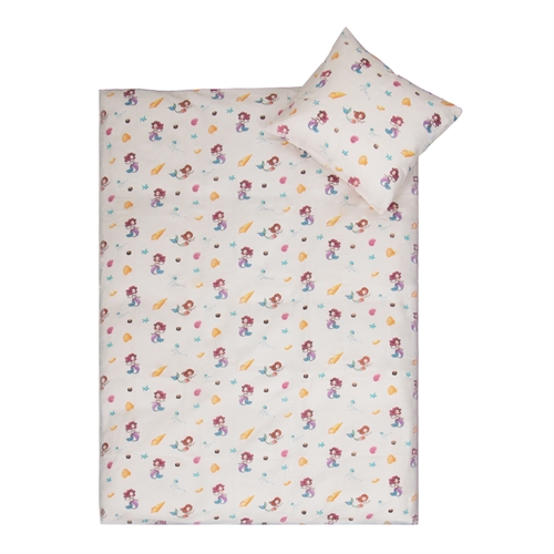 Junior sengetøy 100x140 cm - Hvitt sengesett med havfruer - 100% mykt bomulls sengetøy