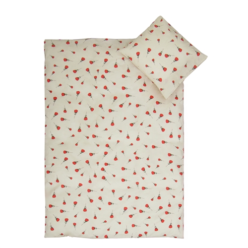 Juniorsengetøy 115x135 cm - Beige med roser - Sengesett i 100% bomull