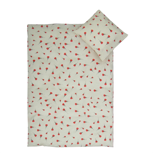 Junior sengetøy 100x140 cm - Beige sengesett med roser - 100% mykt bomulls sengetøy