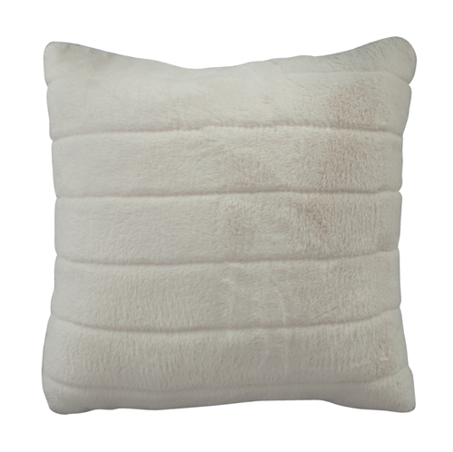 Pyntepute - 45x45 cm - Hvit - Fuskepels sofapute med striper - Nordstrand Home