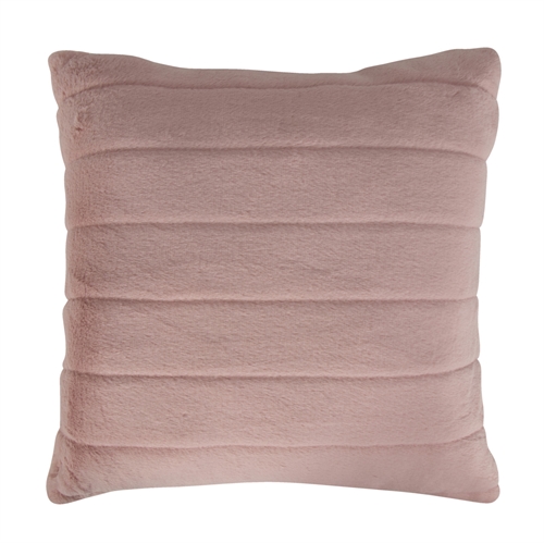 Pyntepute - 45x45 cm - Lys rosa - Fuskepels sofapute med striper - nordstrand home