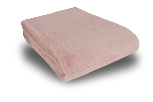 Pledd i fuskepels - 135x190 cm - Rosa med striper - Mykt teppe fra Nordstrand Home