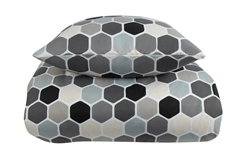 Dobbelt sengetøy - Cube grå - 200x220 cm - Microfiber sengetøy