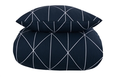 Sengetøy - 240x220 cm - Grafisk - Mørkeblått - 100% bomull