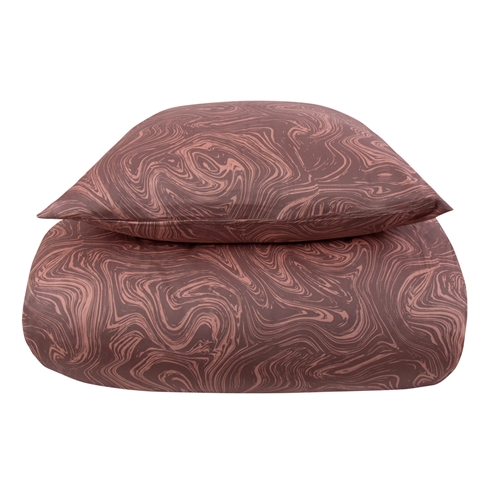 Mønstret sengetøy 140x200 cm - 100 % myk bomullssateng - Marble lavendel - By Night sengesett