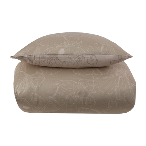 Sengetøy king size - 240x220 cm - Vendbart design i 100 % bomullssateng - Big Flower sand - Sengesett fra By Night