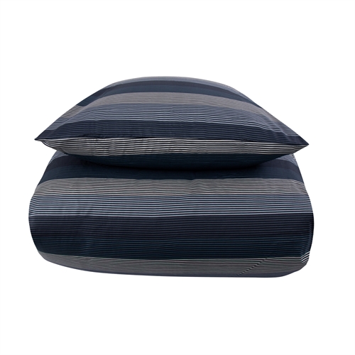 Stripete sengetøy 150x210 cm - 100% myk bomullssateng - Big Stripes Blue - By Night sengesett