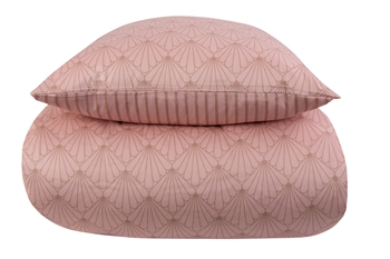  Sengetøy 150x210 cm - Vendbart design i 100% bomullssateng - Fan peach - Sengesett fra By Night