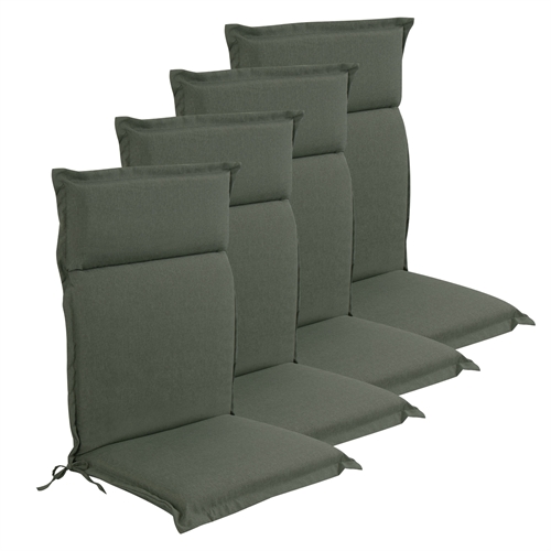Luksus PLUS hageputer til posisjonsstol 4 stk. - Tykk skumkjerne 7 cm - Grønne hageputer til hagestol med ekstra høy komfort & UV-resistent trekk - Nordstrand Home puter