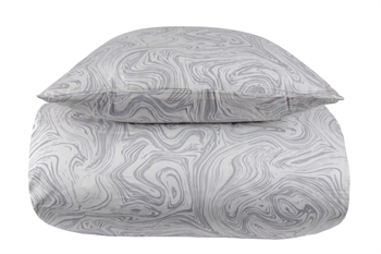 Sateng sengetøy 140x220 cm - 100% Myk bomullssateng - Marble light grey - By Night sengesett