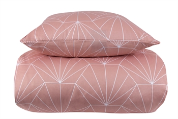  Sengetøy 150x210 cm - Vendbart design i 100% bomullssateng - Hexagon peach - Sengesett fra By Night