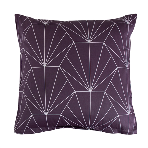 Putetrekk 60x63 cm - Vendbart design i 100 % bomullssateng - Hexagon plomme - Fra By Night