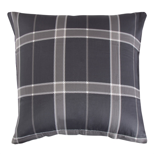 Putetrekk 60x63 cm - 100 % myk bomullssateng - Big Check Grey - Fra By Night