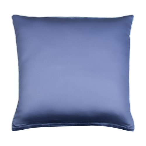 Putetrekk 60x63 cm - 100% bomullssateng - Solid blått putetrekk med pipingkant - Ekstra mykt putetrekk fra By Borg