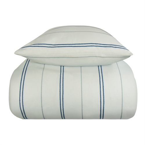 sengetøy av flanell - 140x200 cm - stripete sengetøy blå - 100% bomull - Matheo - Nordstrand Home sengesett