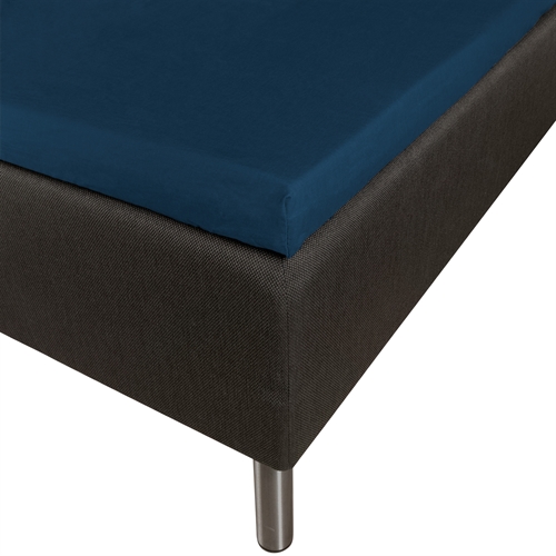 Mykt konvoluttlaken 160x200 - 100% bomullssatin - 8 cm i høyden - Blått laken til overmadrass - By Night satin laken