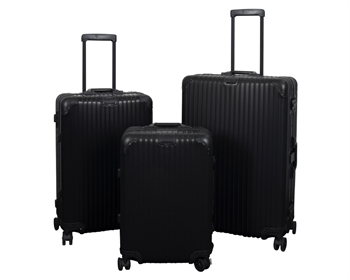 Aluminiumskofferter - 3 stk. Sett - Luksuriøse reisekofferter - Svart med TSA-lås Kofferter og koffert sett