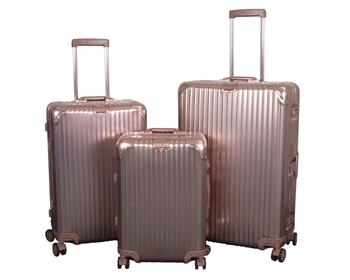 Aluminiumskofferter - 3 stk. Sett - Luksuriøse reisekofferter - Rose gull med TSA-lås Kofferter og koffert sett
