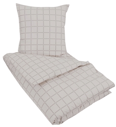 Sengetøy - 100% bomull - Ruter lyserosa - 140x220 cm - Ekstra langt sengetøy