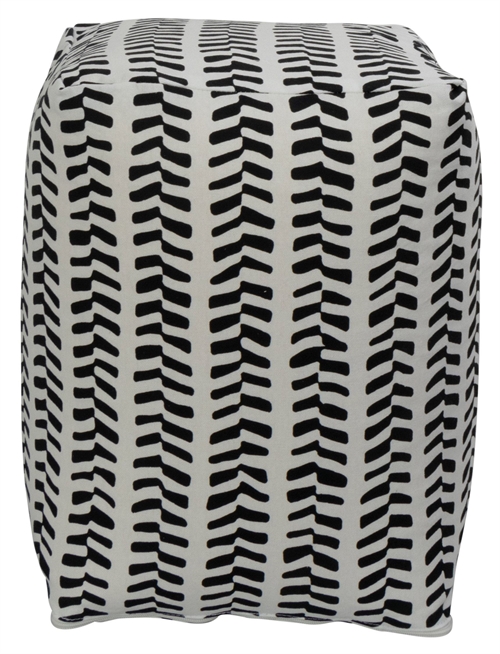 Sidepuff - 28x28x40 cm - Sort med mønster - Praktisk puff fra Nordstrand Home