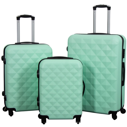 Tilbud koffert - Sett med 3 stk. - Eksklusivt hardcase koffertsett tilbud - Diamant turkis