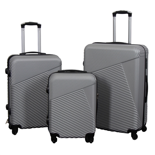 Koffertsett - 3 stk. - Hardcase reisekofferter - Silver lines - Lettvektskofferter