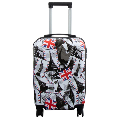 Kabinkoffert - Hardcase lettvekt koffert - Trolley med motiv - London og Paris