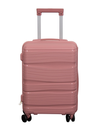Håndbagasjekoffert - Lettvektskoffert - Polypropylen - Liten størrelse - Rosa trolley med stripemønster