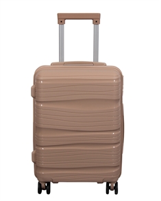 Håndbagasjekoffert - Lettvektskoffert - Polypropylen - Liten størrelse - Sand trolley med stripemønster