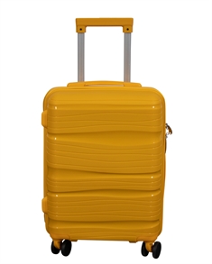 Håndbagasjekoffert - Lettvektskoffert - Polypropylen - Liten størrelse - Gul trolley med stripemønster