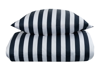 Stripet sengetøy - 140x200 cm - Myk bomullsateng - Nordic Stripe - Blå og hvitt sengesett