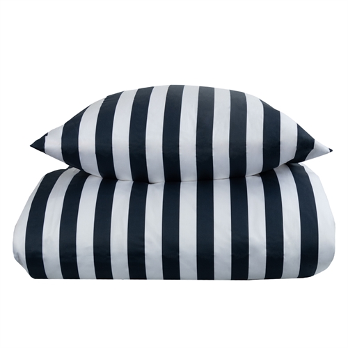 Stripete sengetøy til dobbeltdyne - 200x200 cm - Myk bomullssateng - Nordic Stripe - Blått og hvitt sengesett