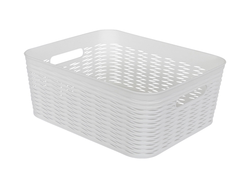 Oppbevaringskurv - Hvit plastkurv - 34x28x14 cm - Praktisk kurv til oppbevaring