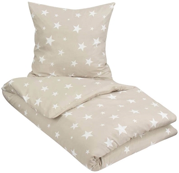 Sengetøy - 200x220 cm - Sengesett med stjerner - Sand - Mikrofiber Sengetøy , Dobbelt sengetøy , Dobbelt sengetøy 200x220 cm