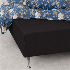 Stretchlaken 90x200 cm - Svart jerseylaken - 100% bomull - Formsydd laken til madrass