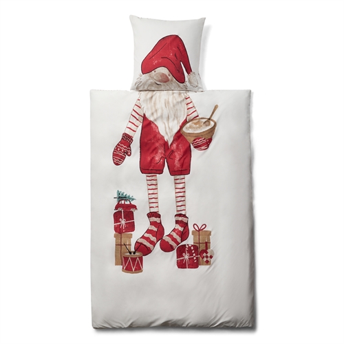 Julesengetøy med julefar motiv - 140x200 cm - Vendbart design - IN Style