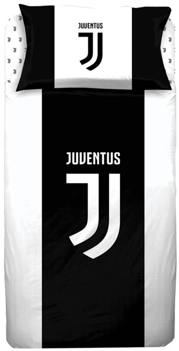Fotballsengetøy - 140x200 cm - Juventus sengesett - 2 i 1 design - 100% bomull
