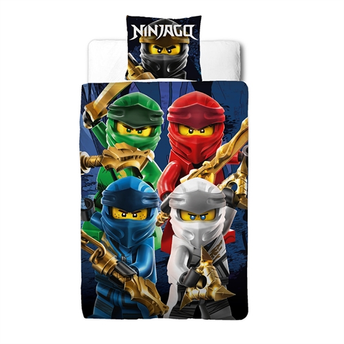 Ninjago sengetøy - 140x200 cm - LEGO Ninjago Ninjaer - 2 i 1 Sengesett - 100% fint vevd bomull