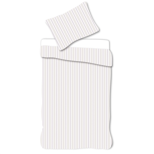 Junior sengetøy 100x140 cm - Hvitt sengesett med lilla striper - 100% mykt bomulls sengetøy