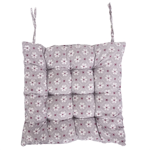 Stolpute - 35x35x6 cm - Grå hagepute med blomster